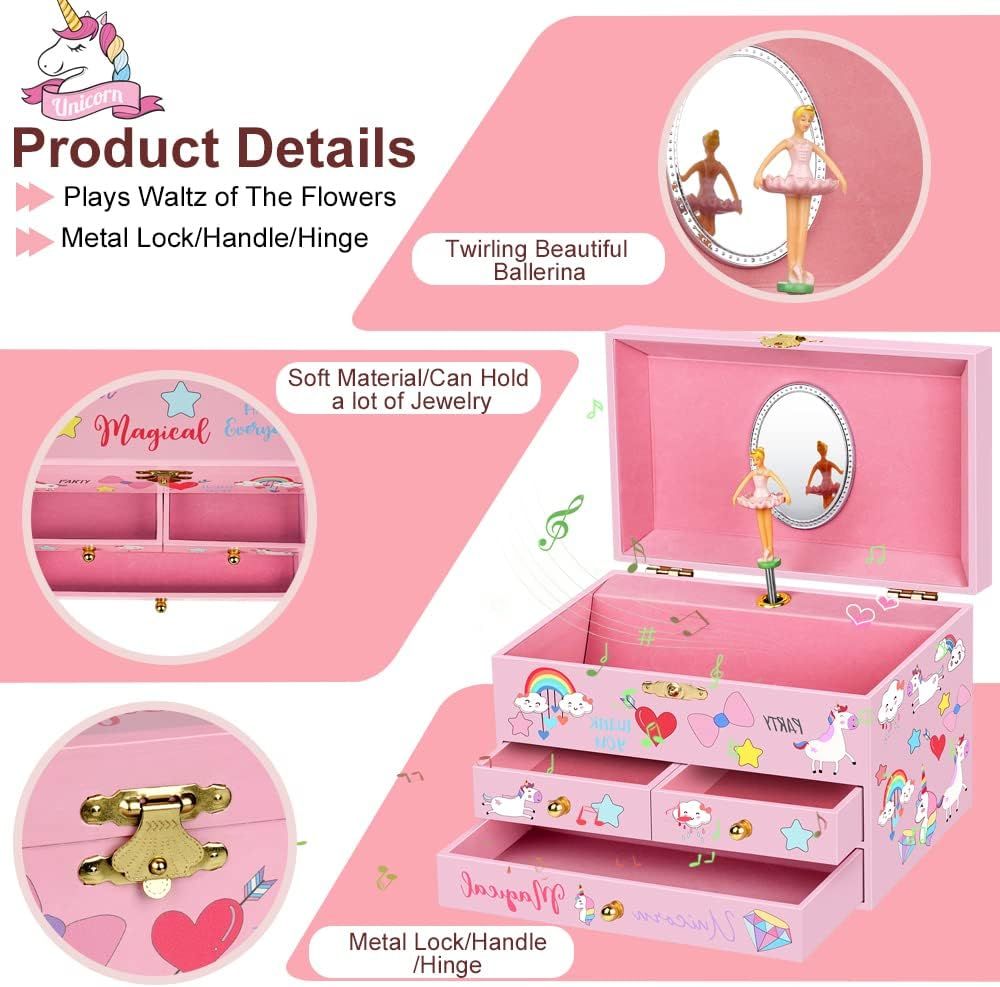 Girls unicorn cheap jewelry box
