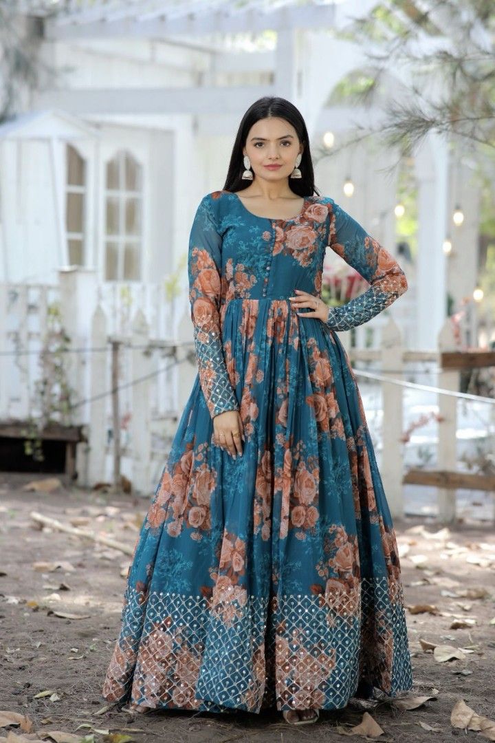 Georgette long discount frock designs