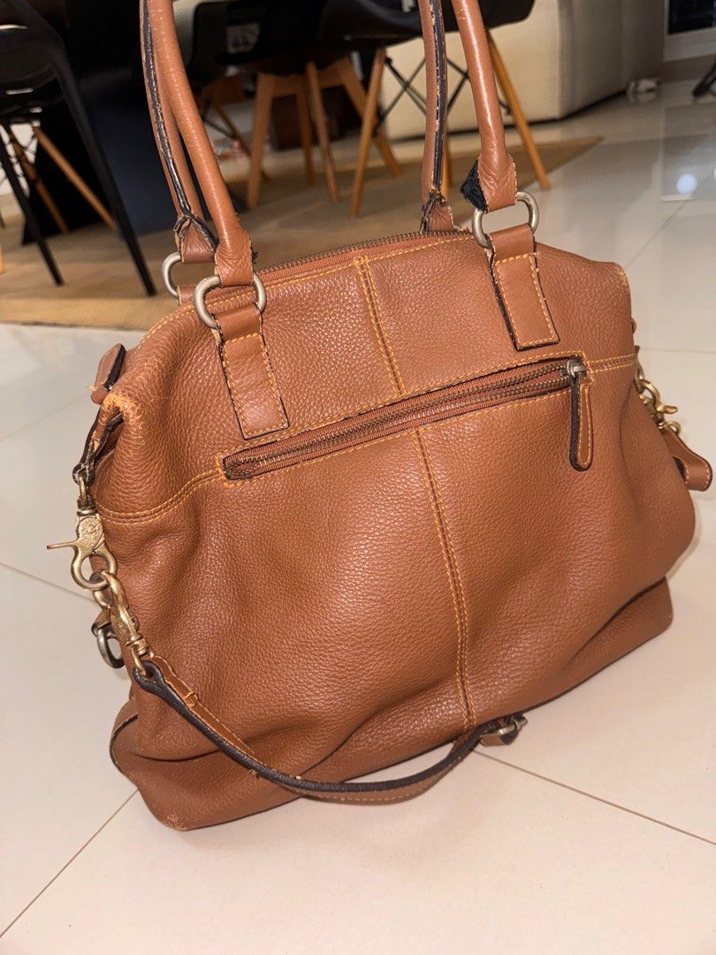 Genuine leather brown handbag