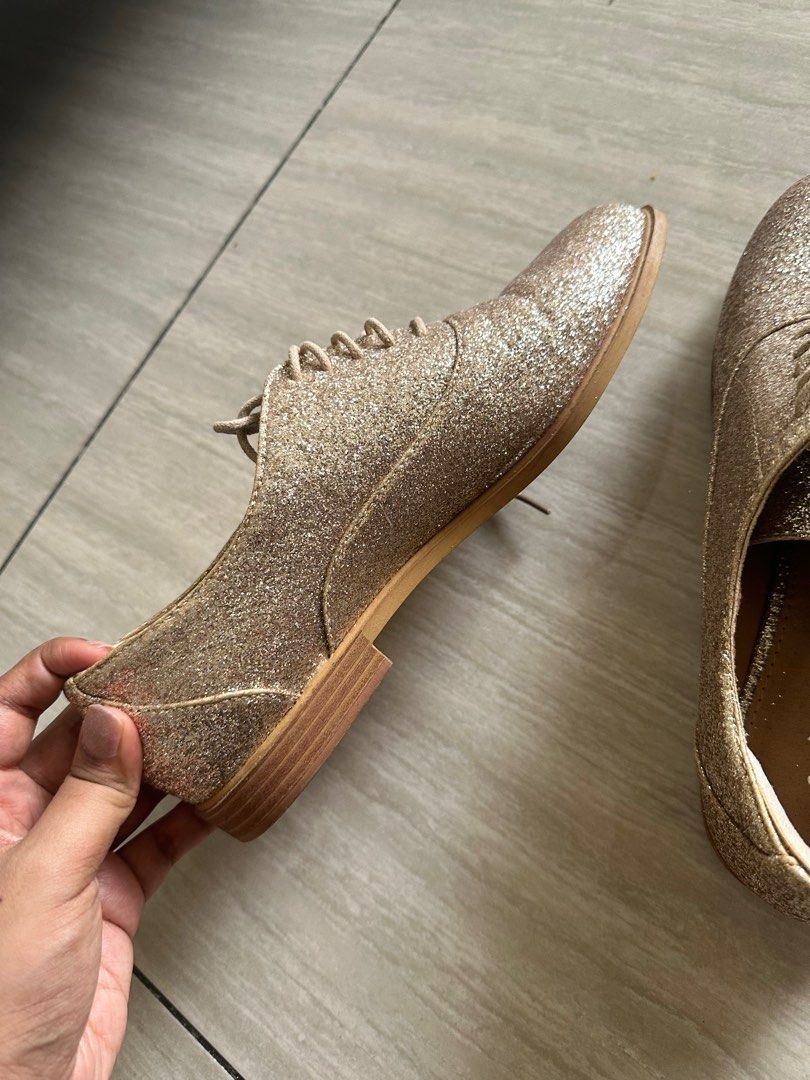 Gold glitter dress top shoes