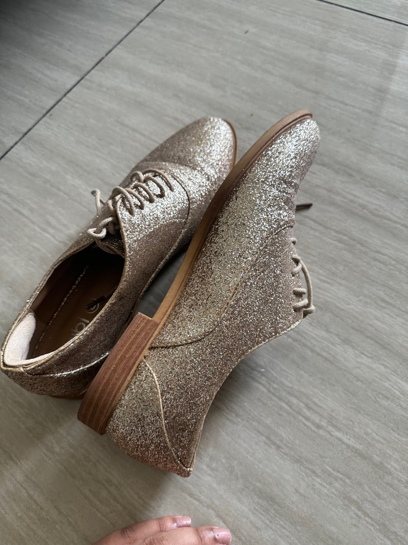 Golden glitter shoes on sale