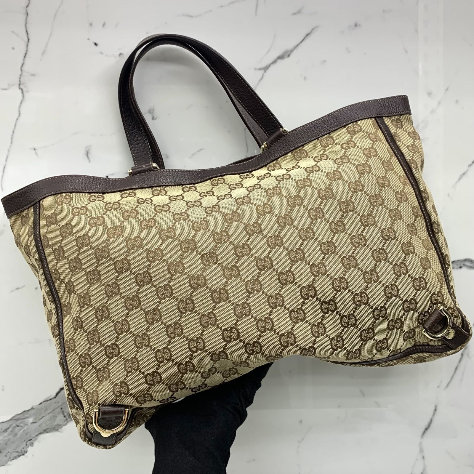 GUCCI 141472 GG BEIGE CANVAS TOTE BAG 237042249 WE
