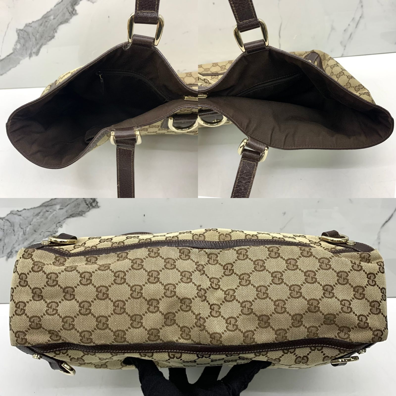 GUCCI 141472 GG BEIGE CANVAS TOTE BAG 237042249 WE
