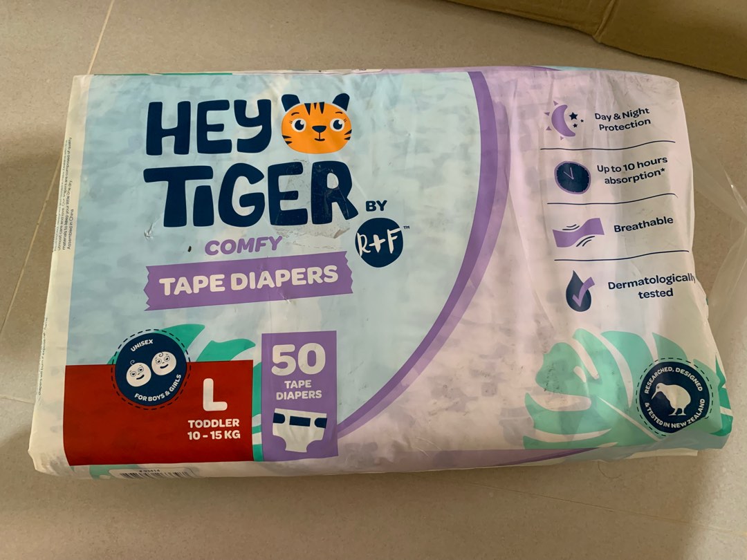 Hey tiger tape diaper L size (1015kg), Babies & Kids, Bathing