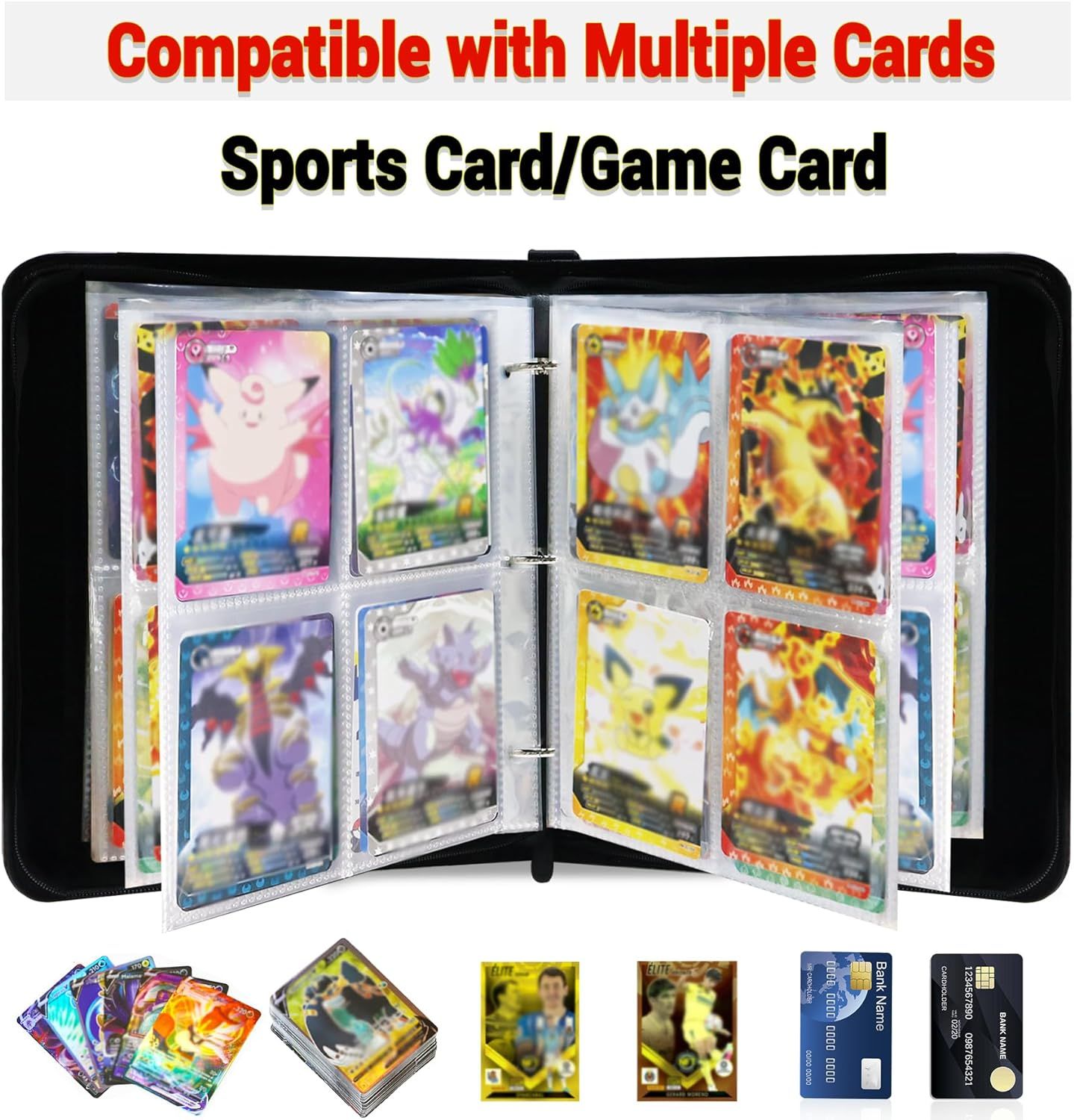 Trading Card Binder 4-Pocket for TCG Cards, 440 Pockets Card