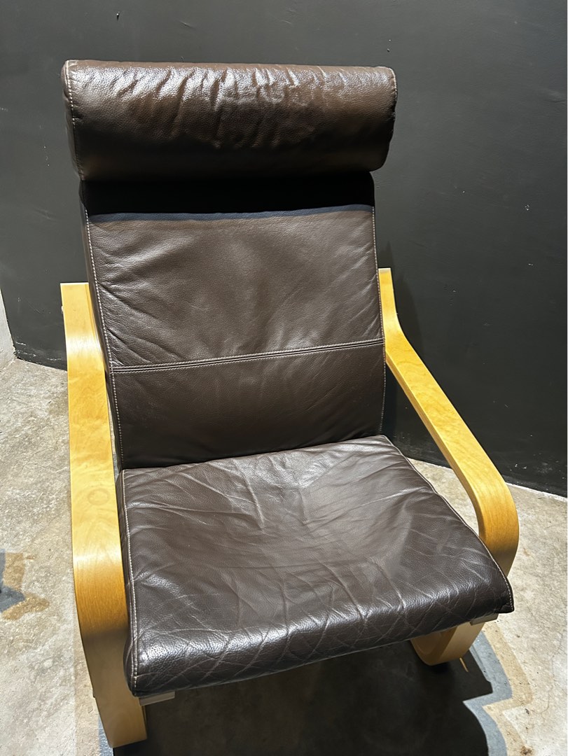 Ikea tan leather clearance chair