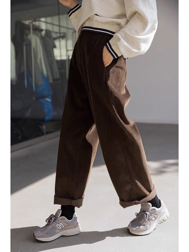 Korean brown high waisted judel corduroy pants, Women's Fashion, Bottoms,  Jeans & Leggings on Carousell