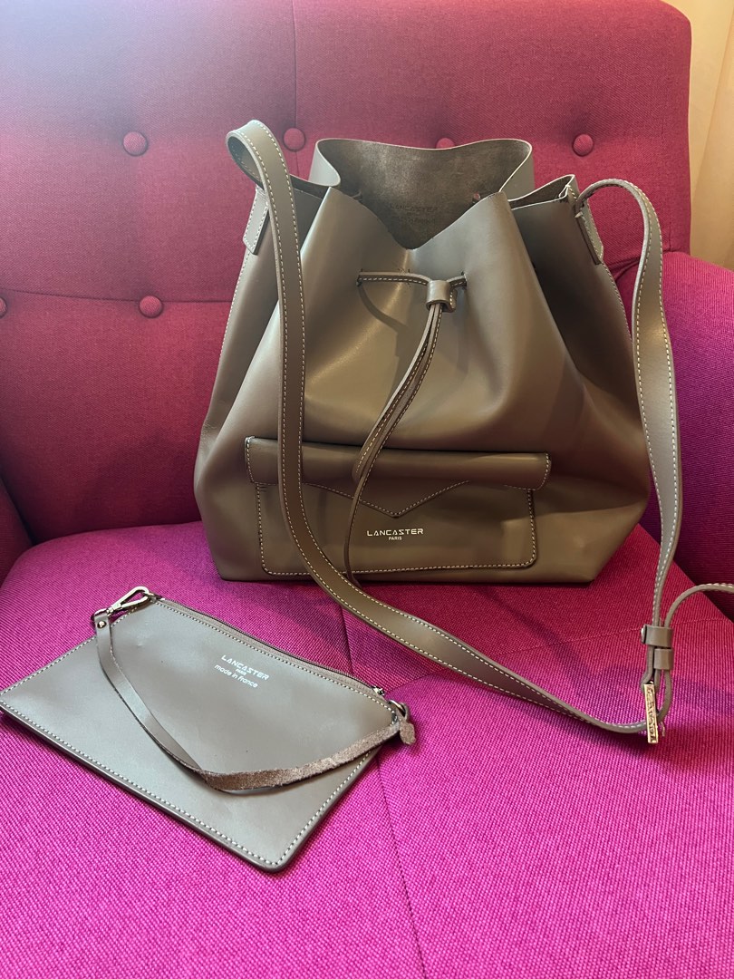 Lancaster paris matte clearance smooth leather bucket bag