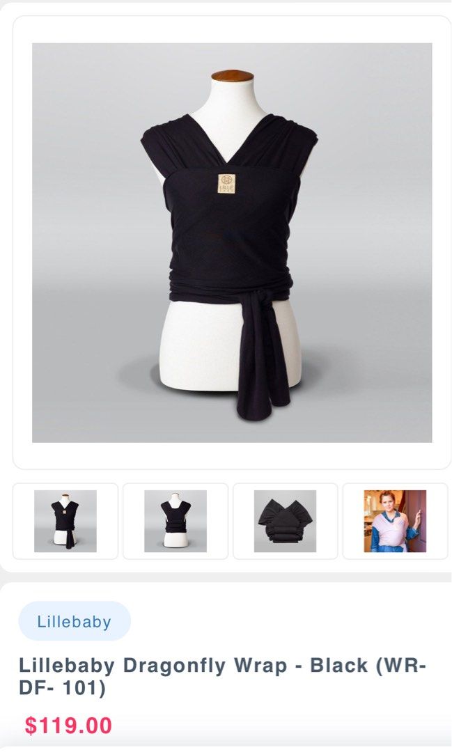 Lillebaby dragonfly wrap baby carrier in black, Babies Kids - Main Image