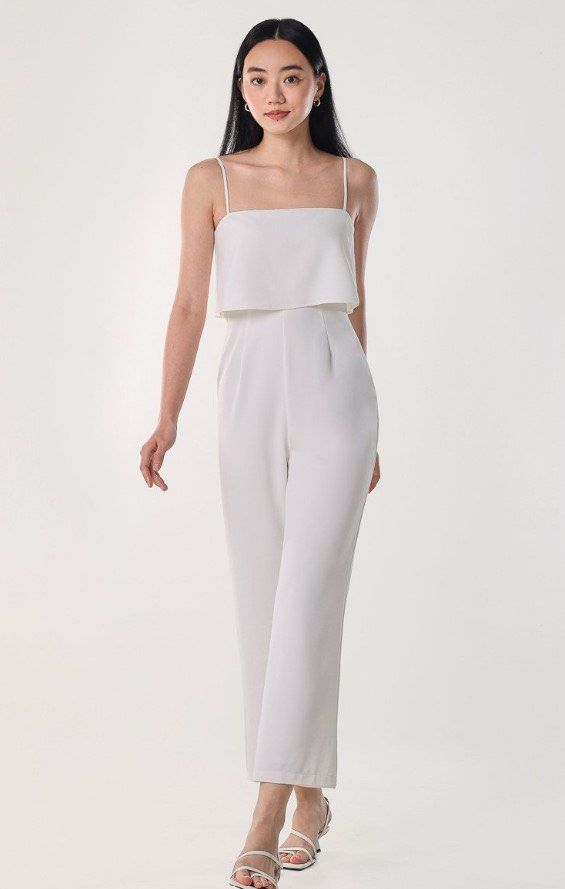 Lovet Alexis Overlay Jumpsuit in White Size S