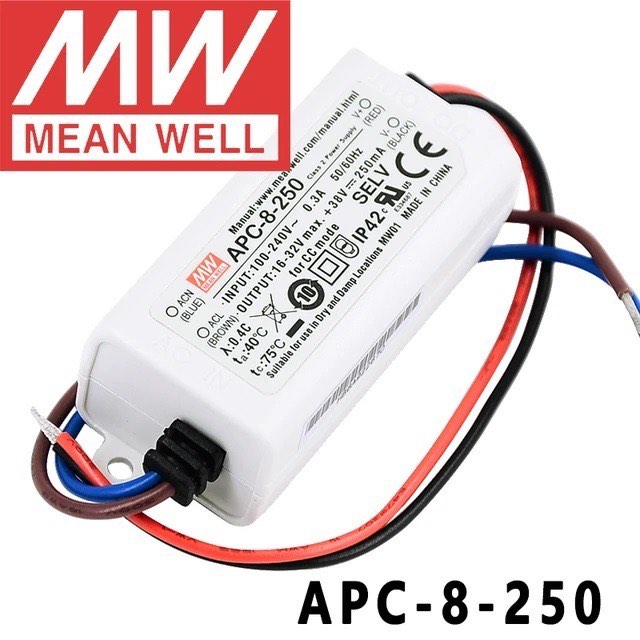 Mean Well APC Power Supply (APC-8) APC-8-250 - 8W 16V~32V 250mA (0.25A)  Constant Current LED Driver for Light/Lamp, TV & Home Appliances,  Electrical, Adaptors & Sockets on Carousell