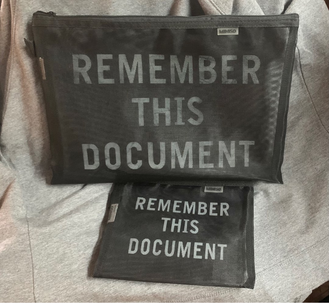 MINISO 2pcs Flat Zipper Pouch Organizer Document Passport Passbook