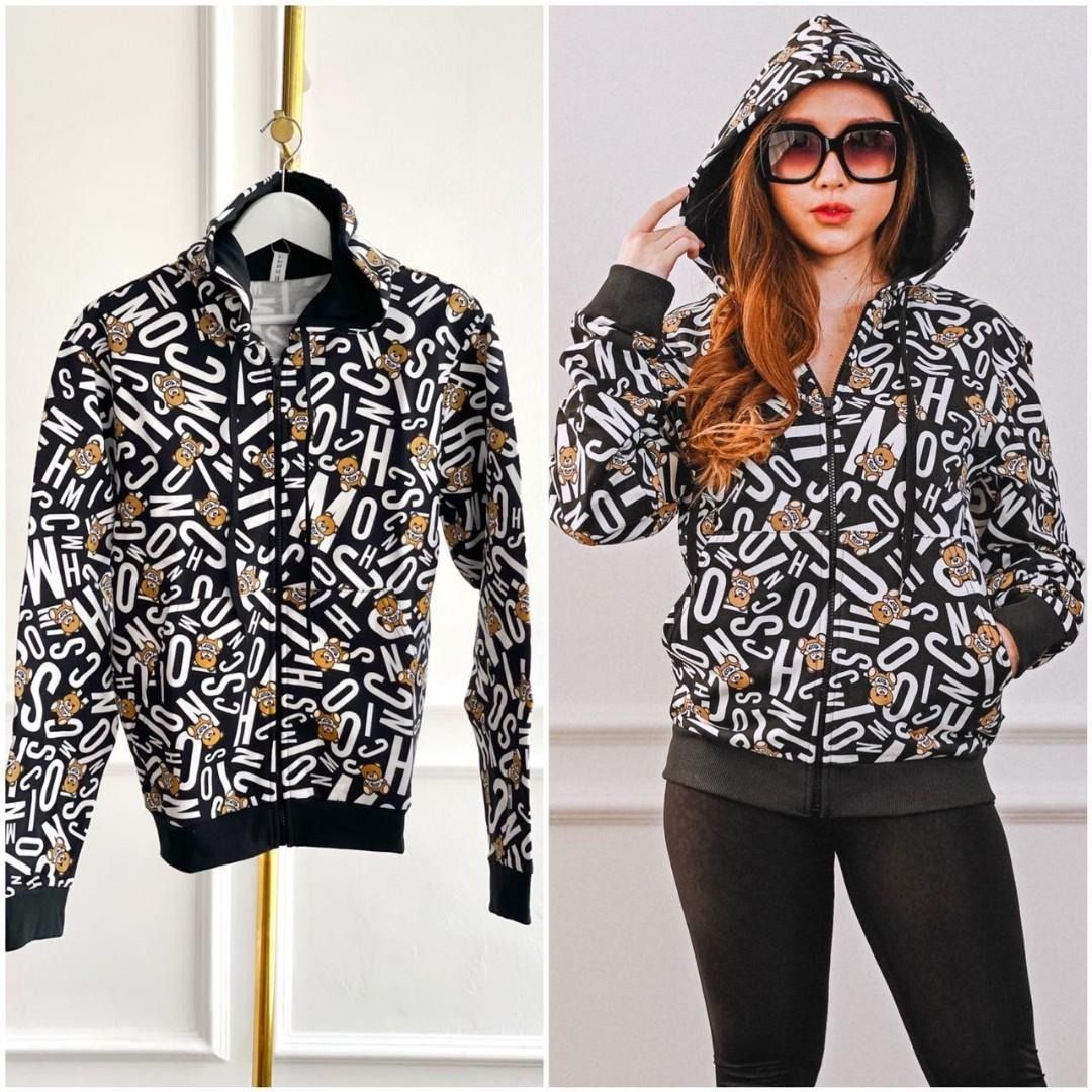 P72 Moschino zip up jacket hoodie with monogram logo bear in size XL sf or pick up