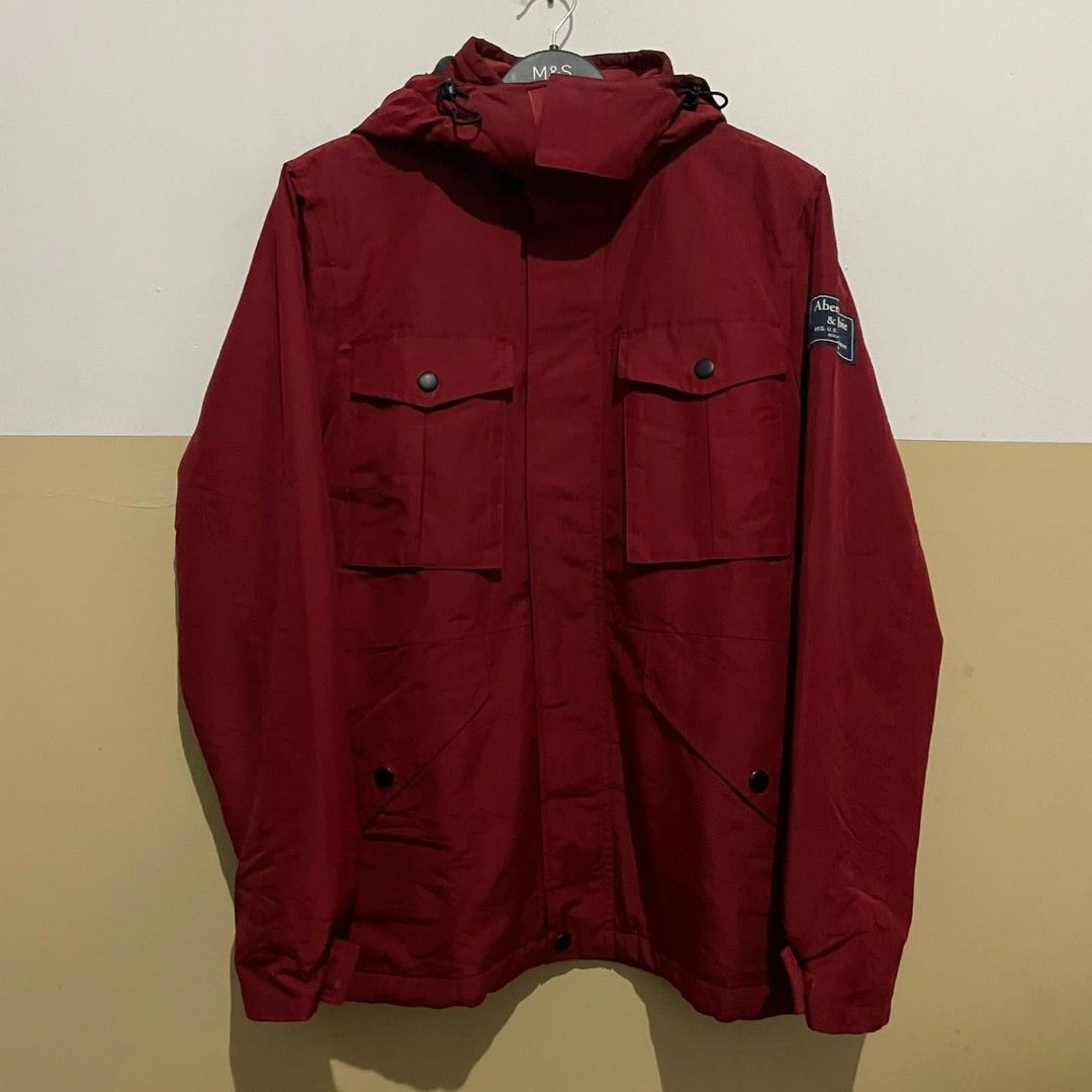 Mountain Parka Jacket Abercrombie Fitch Red Fesyen Pria