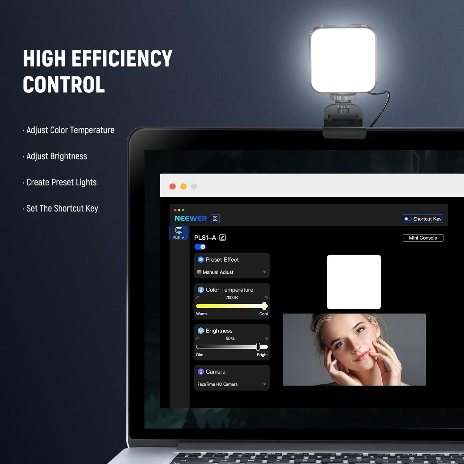 NEEWER LED Streaming Light with Mac/PC APP Control, 2 in 1 Monitor ...