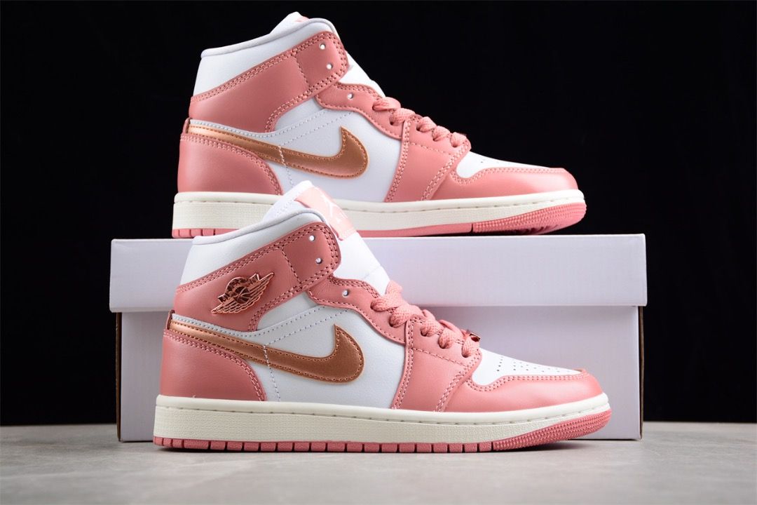 NIKE Air Jordan 1 Mid SE Red Stardust Orange white shoes Euro 35.5 46