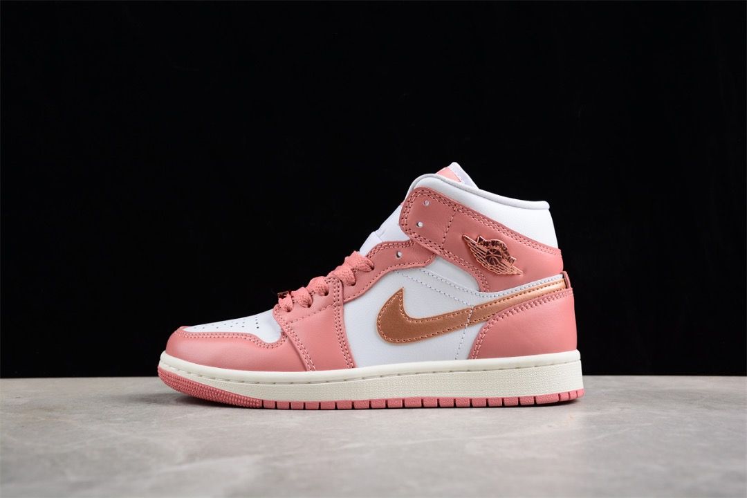 NIKE Air Jordan 1 Mid SE Red Stardust Orange white shoes Euro 35.5