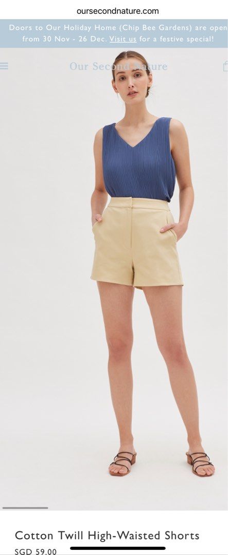 Our second nature cotton twill high waisted shorts, Women's