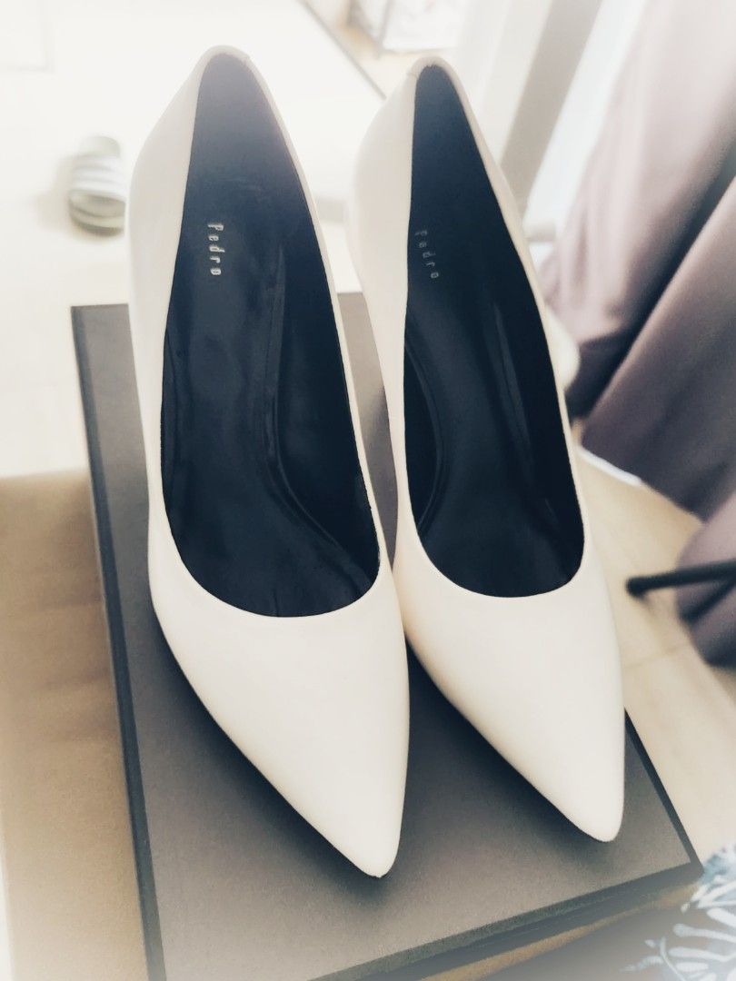 Preloved Pedro Heels White Faux Leather Size 37 Women s
