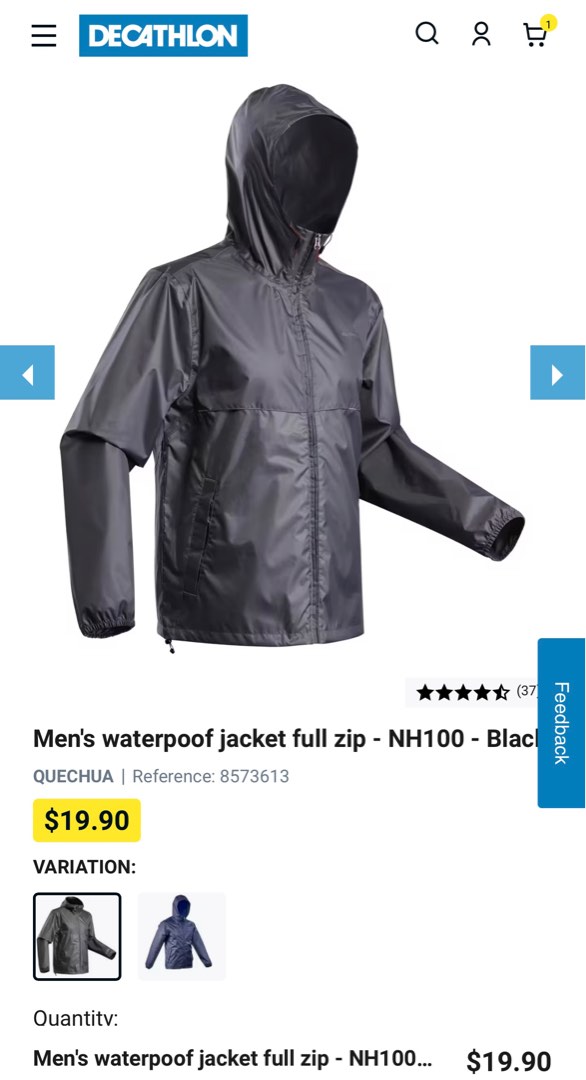 Quechua raincut zip clearance jacket
