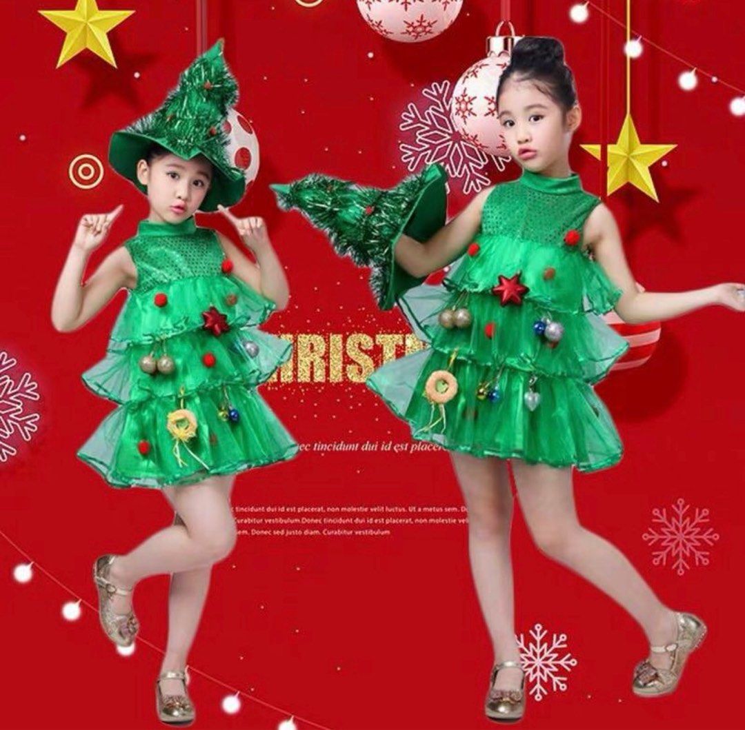 Girls christmas top tree costume