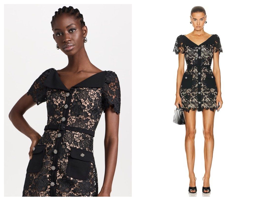 Self portrait store black lace dress
