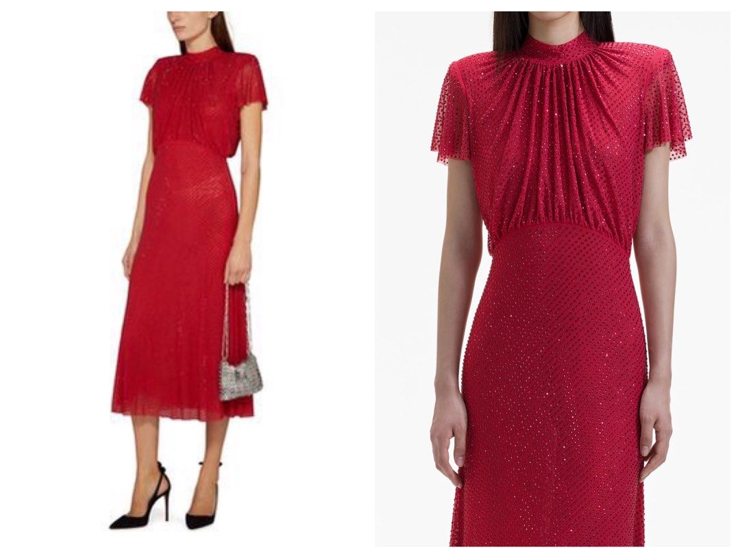 Red mesh midi dress store