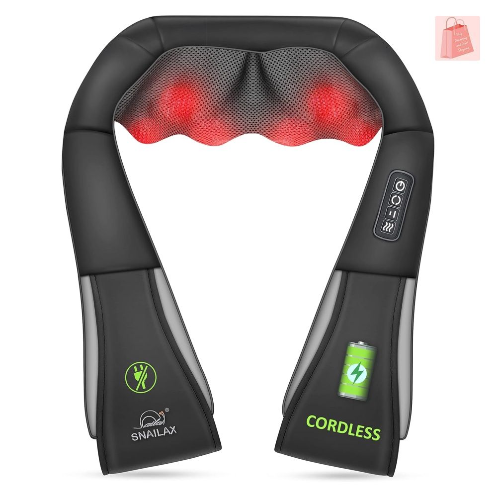 Comfier Cordless Neck Massager with Heat, Portable Rechargeable Shiats