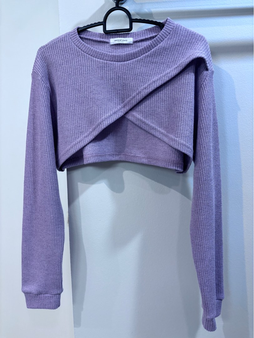Super cropped dusty purple sweater made in Korea Women s Fashion