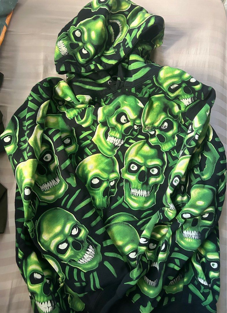 Supreme skull pile hotsell hooded sweatshirt green