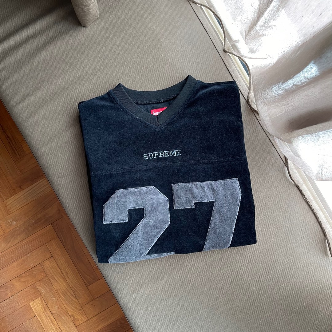 Supreme velour football jersey clearance