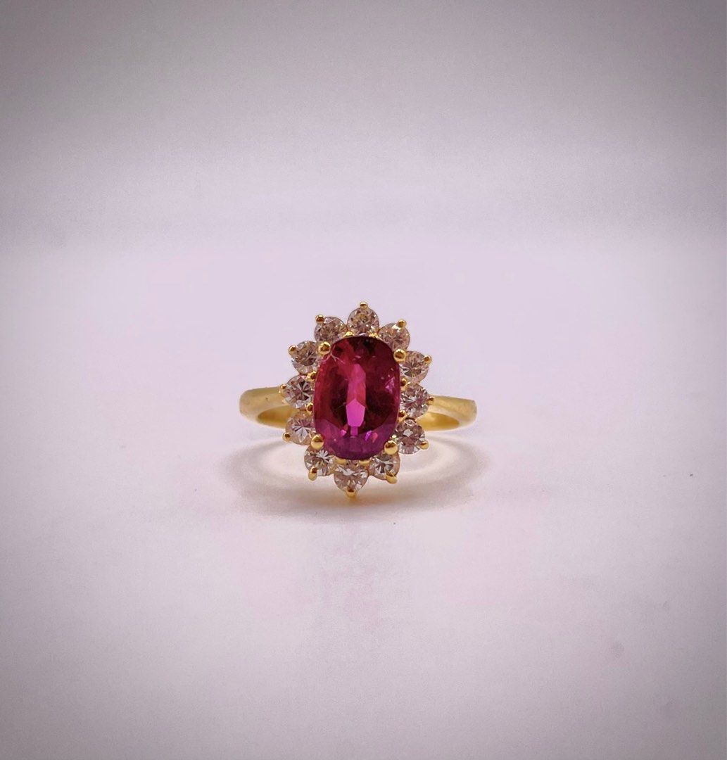 Thai Red Ruby Diamond Ring 18KYG with local certificate Men s