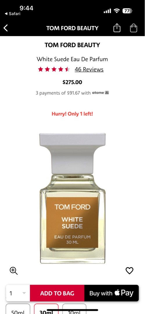 Tom ford hotsell white suede 30ml