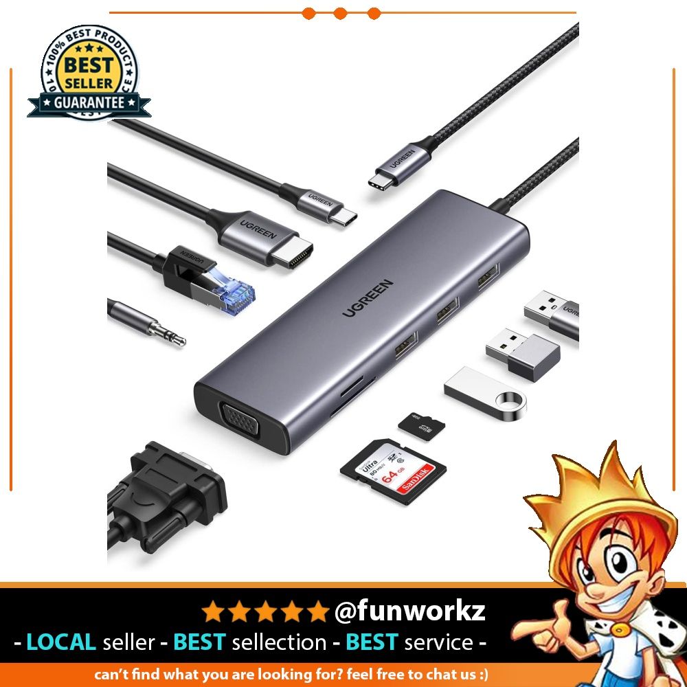 UGREEN USB C HUB 10 in 1 USB Type C to HDMI 4K USB 3.0 VGA PD 3.5