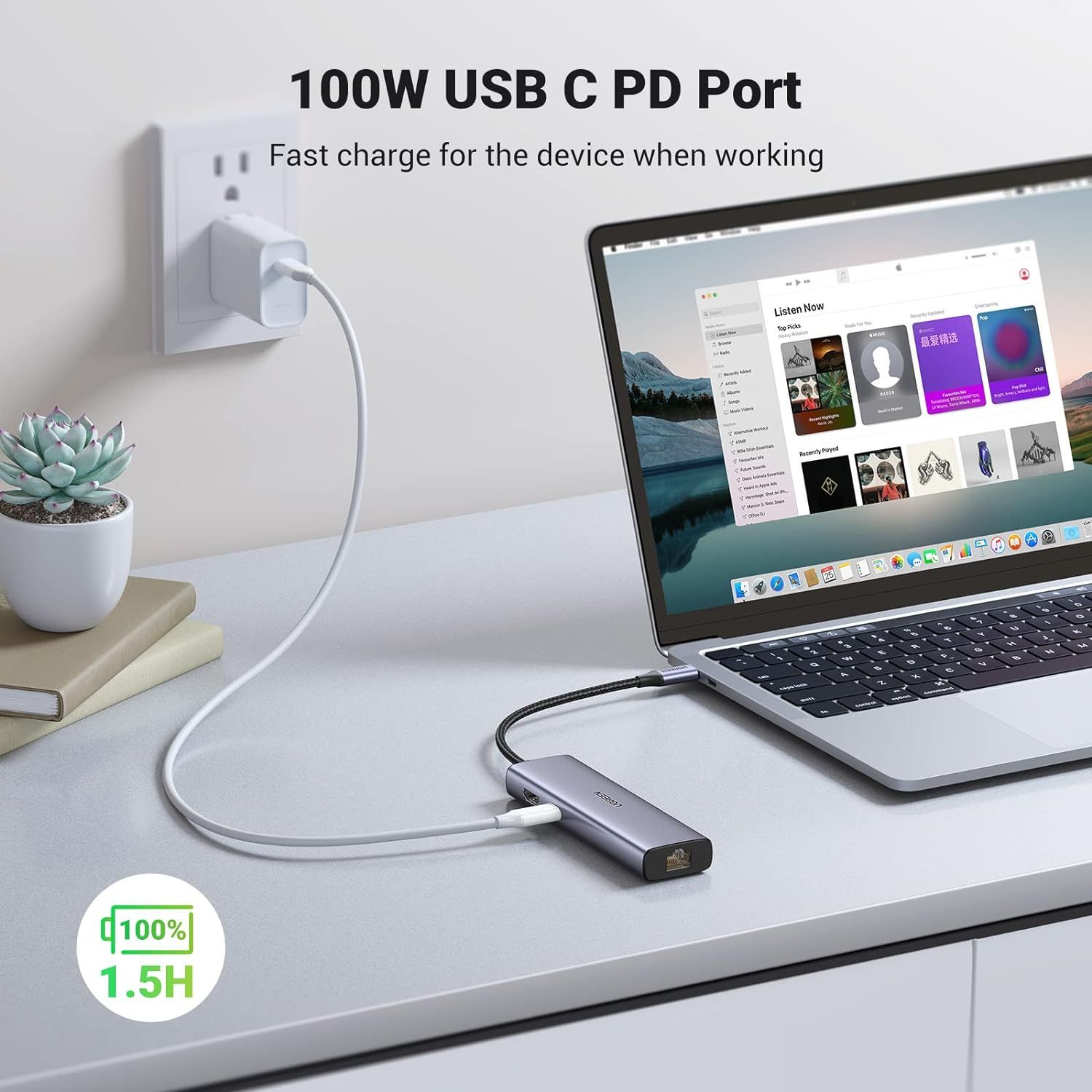 Adaptateur Multiport USB C - Vidéo Double HDMI 4K 60Hz - Hub USB-A 5 Gbps à  2 Ports, 100W Power Delivery Pass-Through, GbE, SD/Micro SD, Station