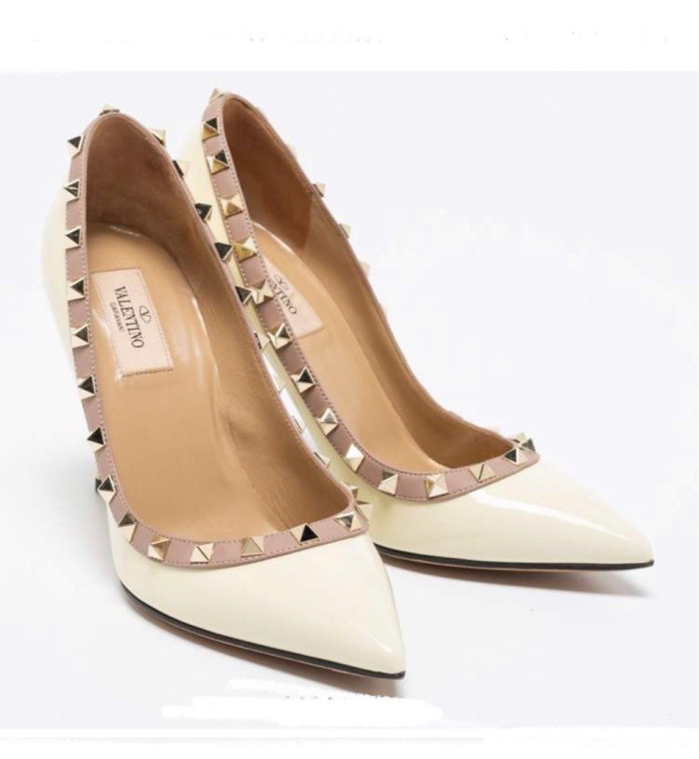 White valentino clearance rockstud heels
