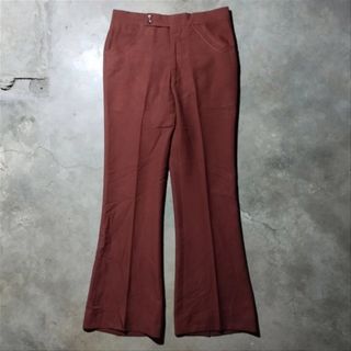 Vintage 70s Flared Rust Color Trousers Talon Zipper Pants
