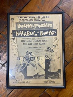 Vintage Antique Tagalog Movie Ad - DOLPHY & PANCHITO KALABOG EN BOSYO LARRY ALCALA NATIONAL ARTIST -SALE