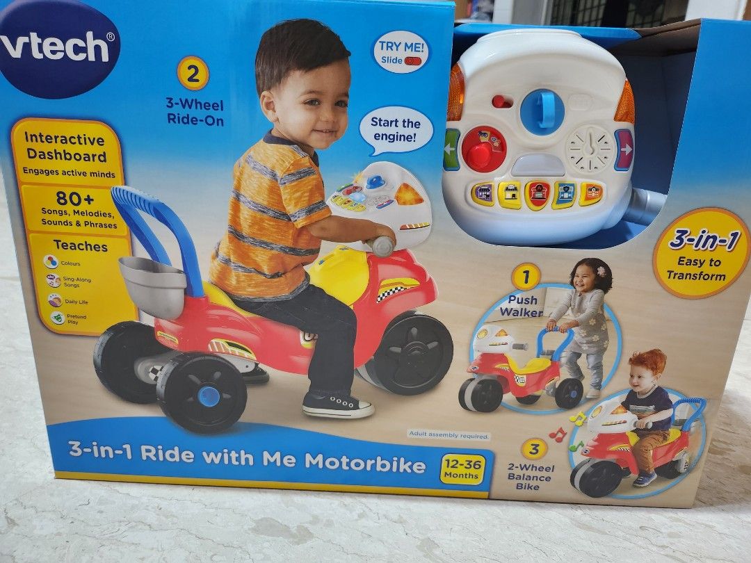 Vtech 3in1 Ride with Me Motorbike, Babies Kids, Infant Playtime