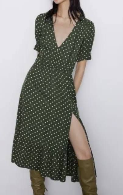 ZARA Olive Green Polka Dress Women s Fashion Dresses Sets