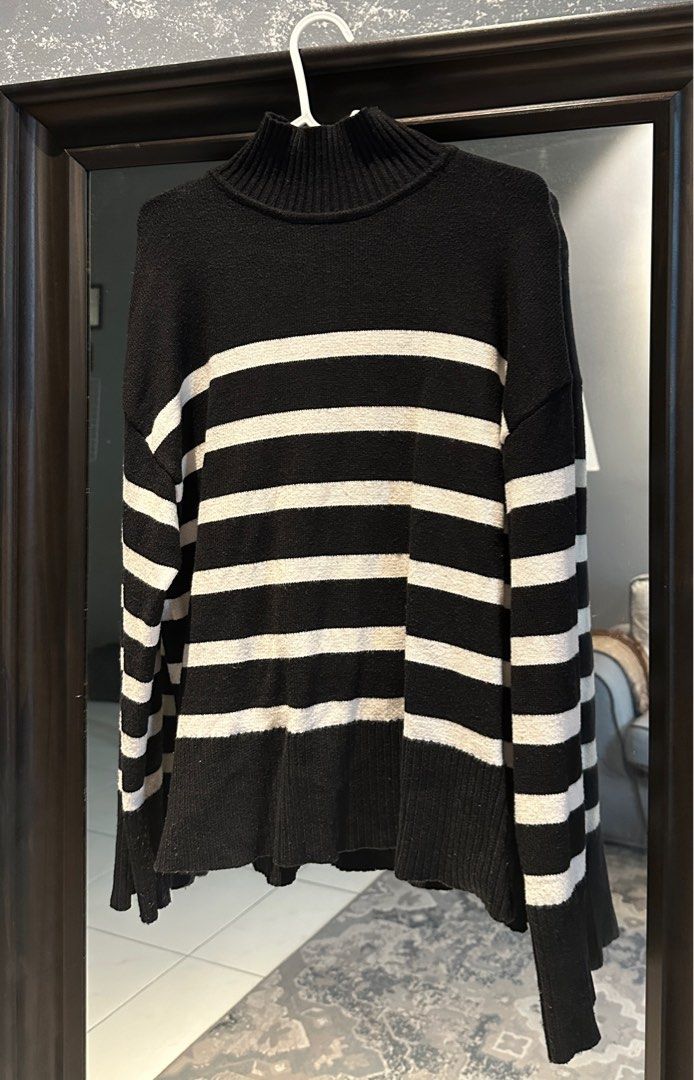 ZARA TURTLENECK STRIPED SWEATER Women s Fashion Tops