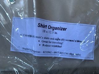 [10]	plastic shirt organizer for traveling - 18x12.5"