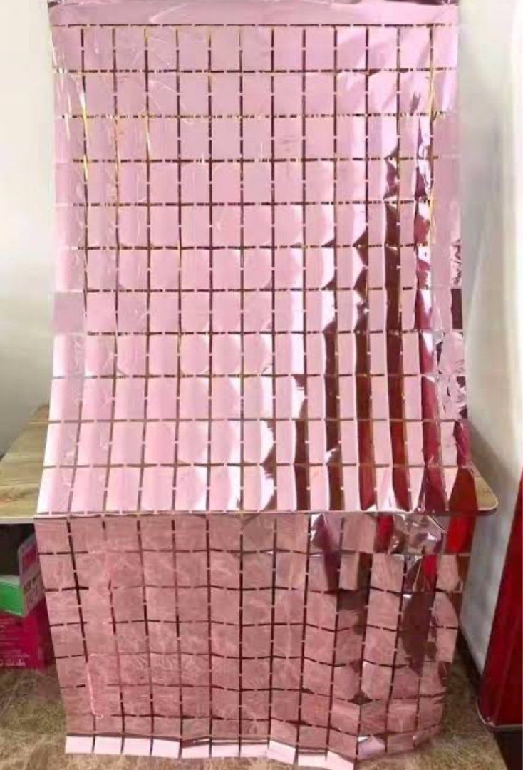rose gold fringe banner foil backdrop (Category: Occasions & Party Supplies) located in Quezon City. Submitted by brigdog (Listing ID 1274055957, Image 2). Description: Brand new never used Rose gold foil fringe squares .