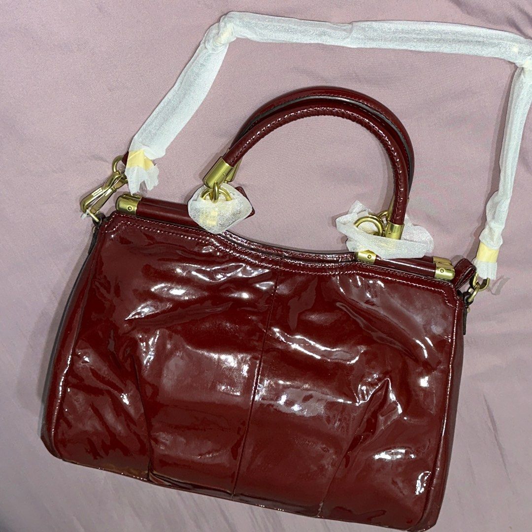 Coach burgundy patent leather bag shop