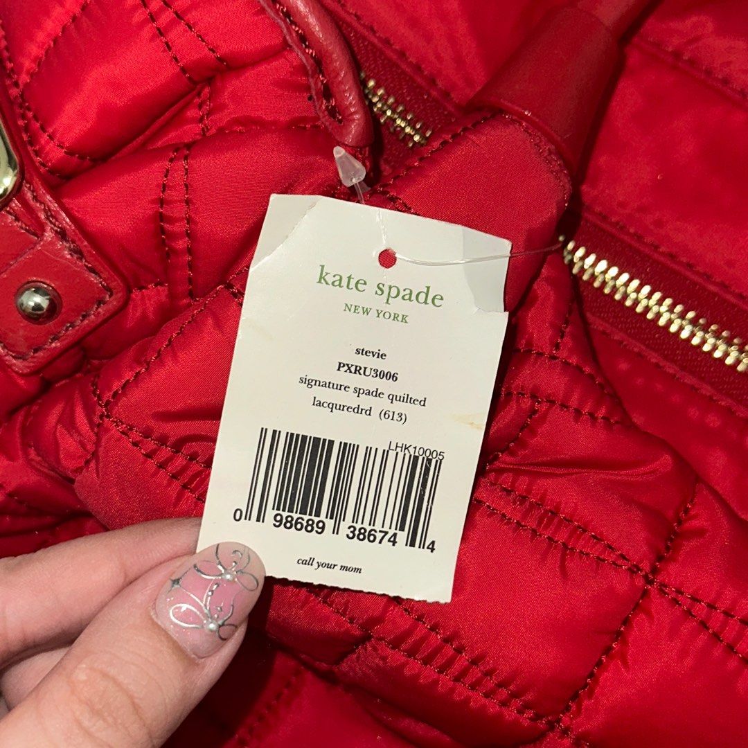 Authentic Kate Spade Quilted Nylon Red Handbag Luxury Bags Wallets on Carousell