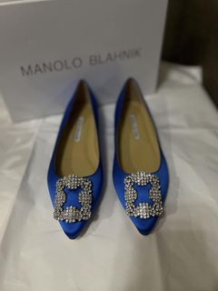 Authentic Manolo Blahnik Hagsisi Flats Shoes Size 38 With Box