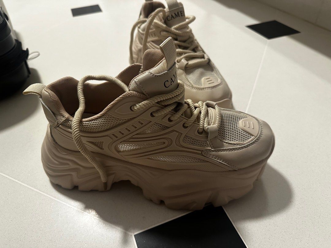 Beige Dad Sneakers Women s Fashion Footwear Sneakers on Carousell