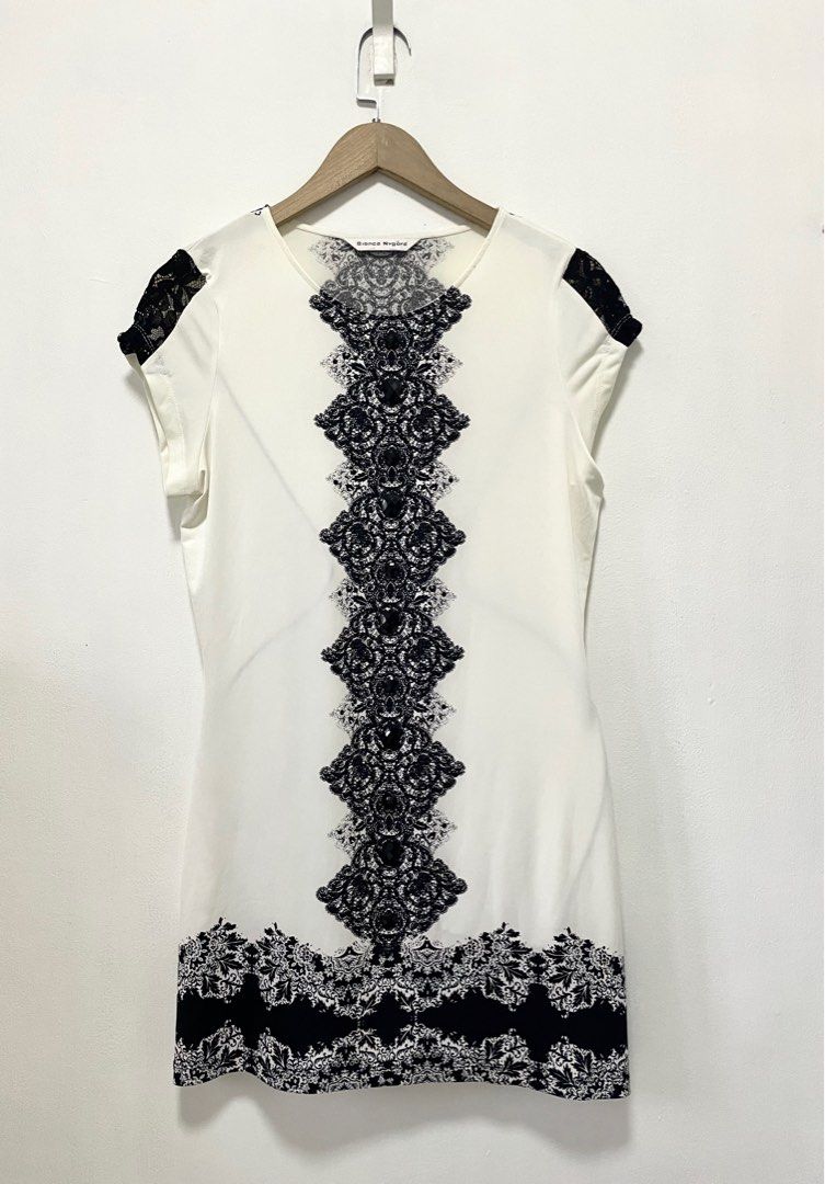 Black and White Straight Flowy Dress Women s Fashion Dresses