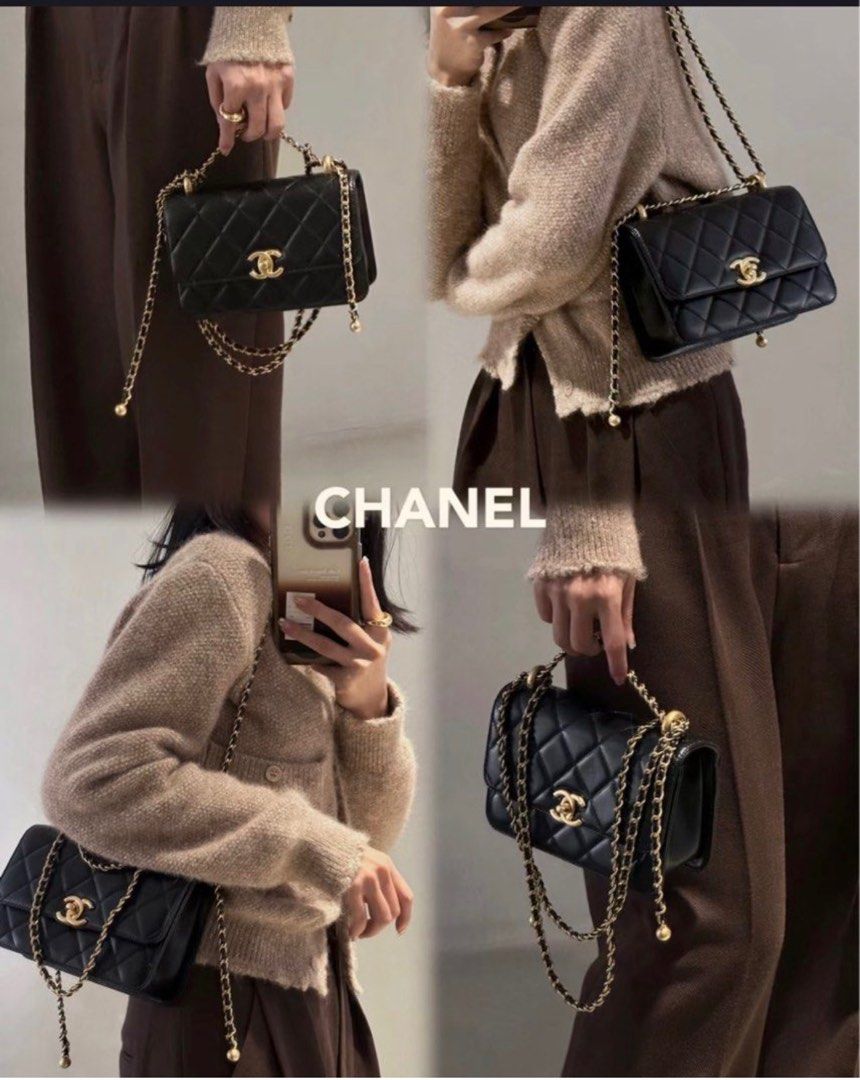 Chanel 24C Double Pearl Flap Bag 22cm