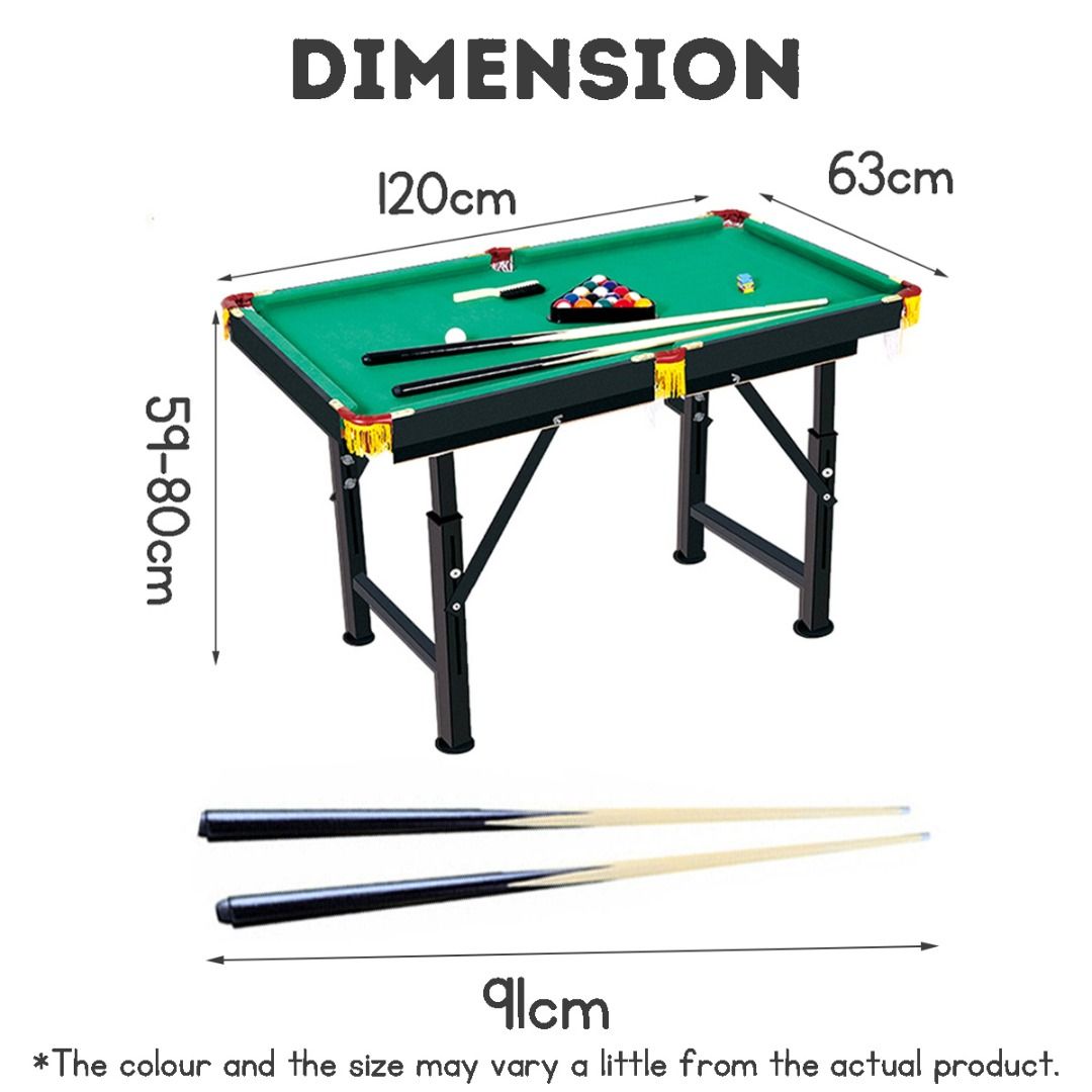 Children's 120cm Height-Adjustable Folding Mini Pool Table, Home ...